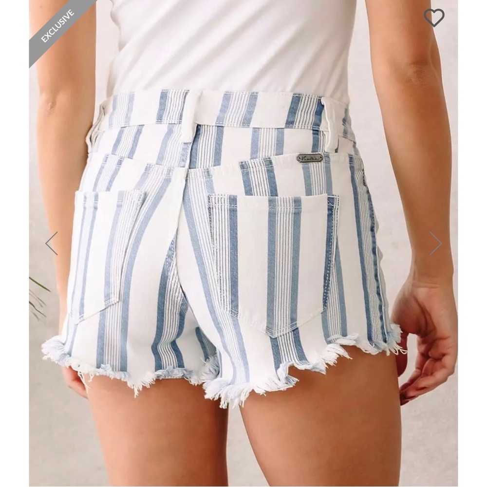 NWT - KanCan High Rise Striped Denim Stretch Short - Blue & White - Size… - Picture 7 of 7
